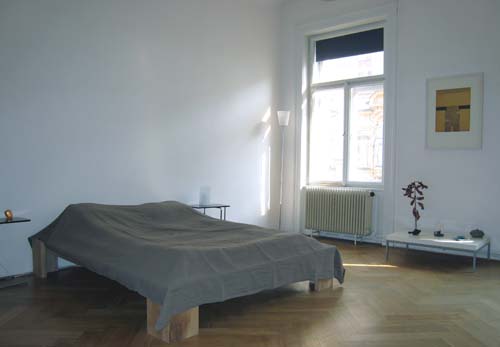Master bedroom of the Konviktska apartment in Prague. Konviktska is apartment accomodation offered by Prague Accommodations and Prague Apartments in Prague’s Old Town