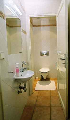 Toilet of Vlasska 5. Vlasska 5, an apartment offered by Prague Accommodations, is close to Prague Castle and the Lesser Town Square.
