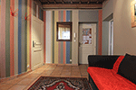 Sofa with entrance door and door to wc