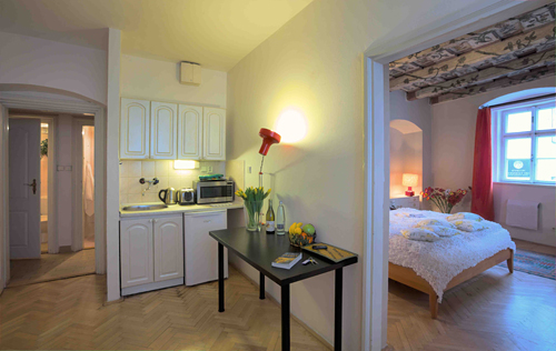 Kitchen with bedroom view