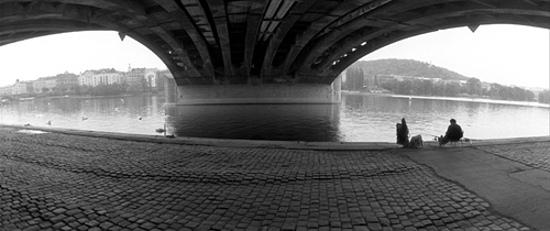 Fishing in the Vltava river in central Prague. Prague. Accommodation in Prague offered by Prague Accommodations, apartments in Prague.