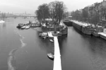 Vltava River's lock covered in snow